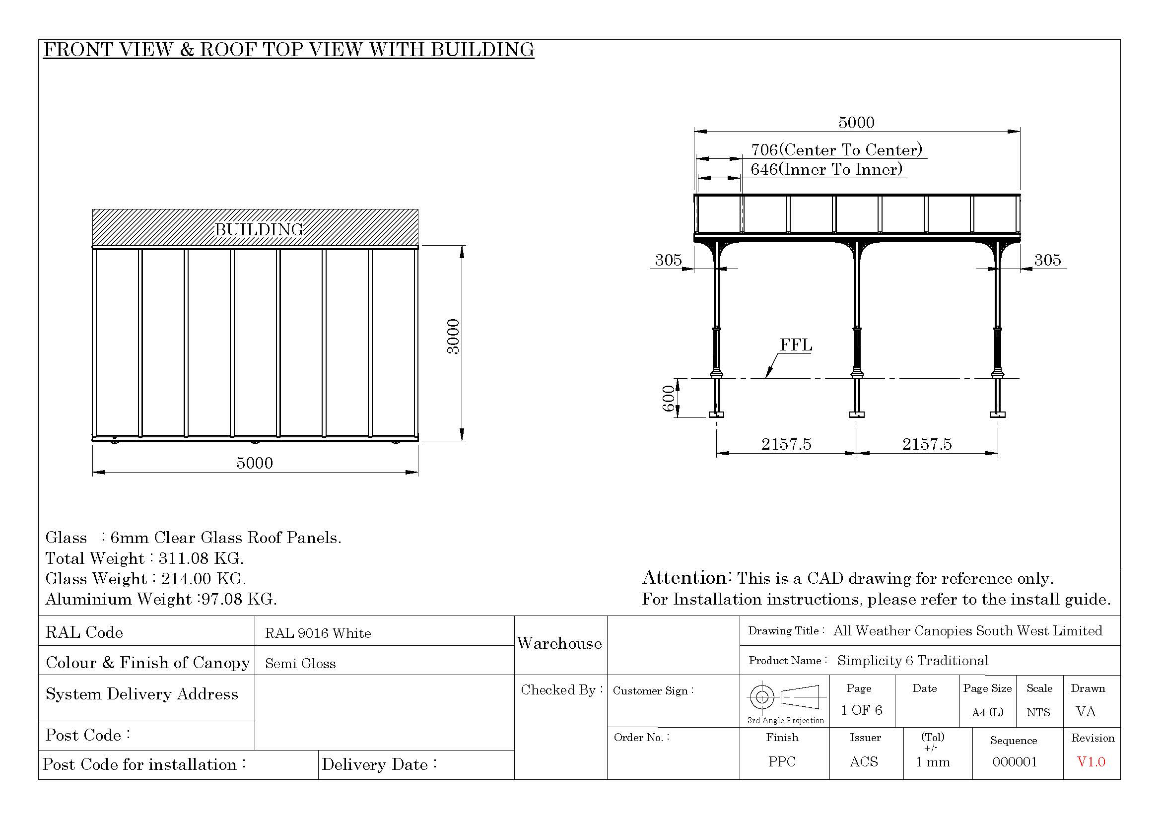 Drawing for a Veranda in Plymouth, Devon by All Weather Canopies South West Ltd