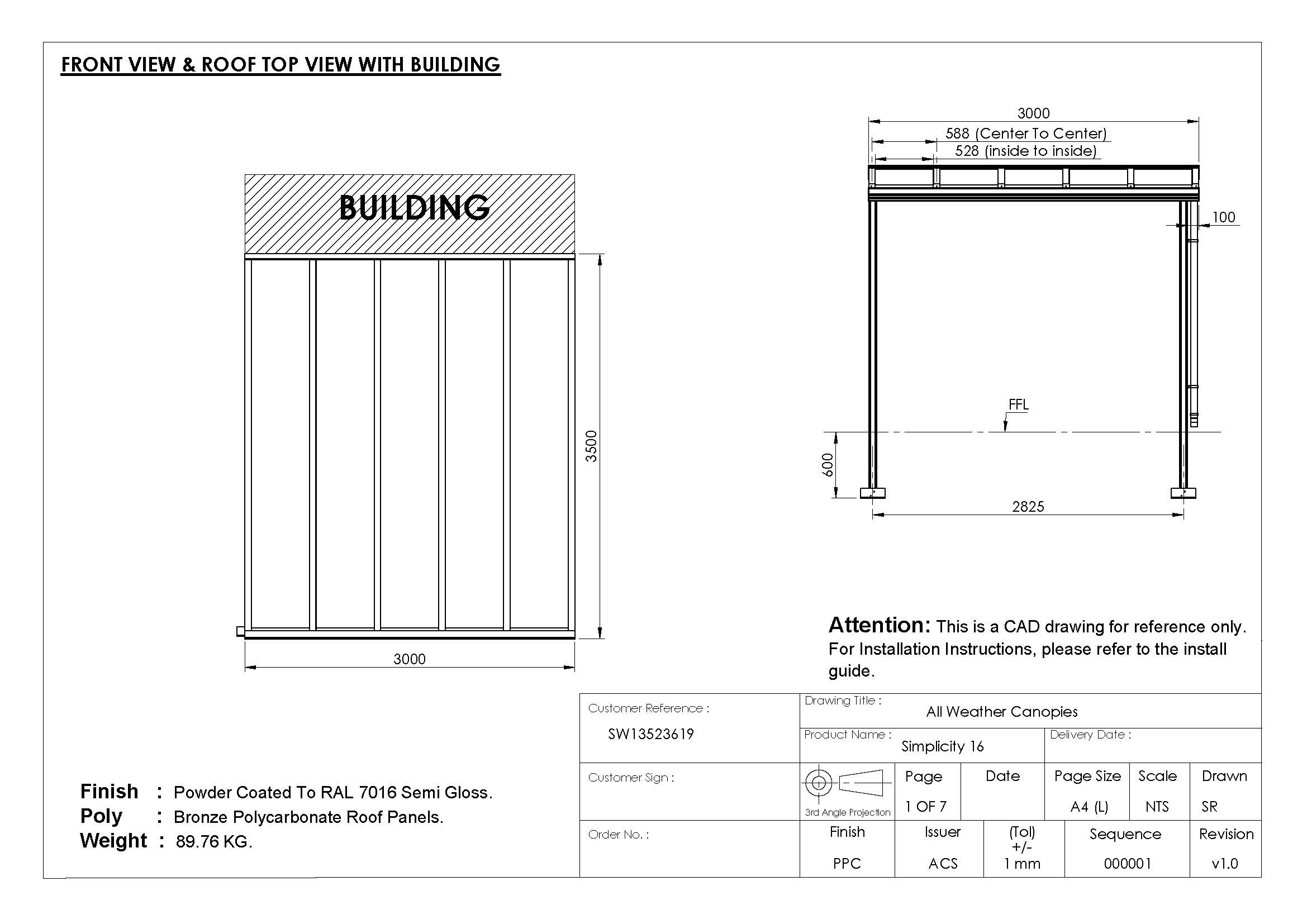 All Weather Canopies Simplicity 16 carport in Paignton, Devon, featuring bronze 16mm polycarbonate roof and anthracite grey aluminium framework with integrated guttering