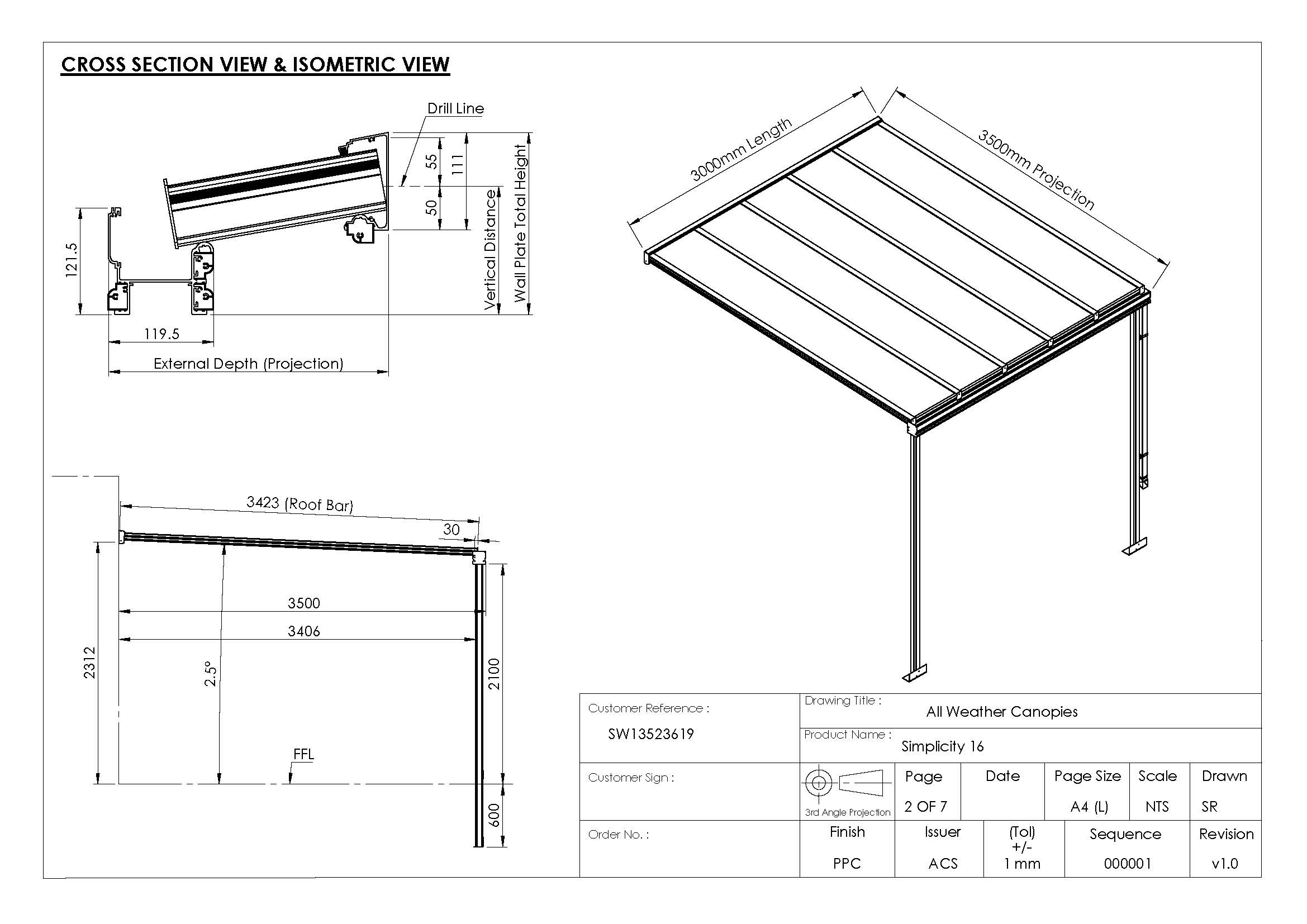 Bronze Bronzed Simplicity 16 carport installation in Paignton, Devon by All Weather Canopies featuring anthracite grey aluminium frame and bronze 16mm polycarbonate roofing, with integrated guttering