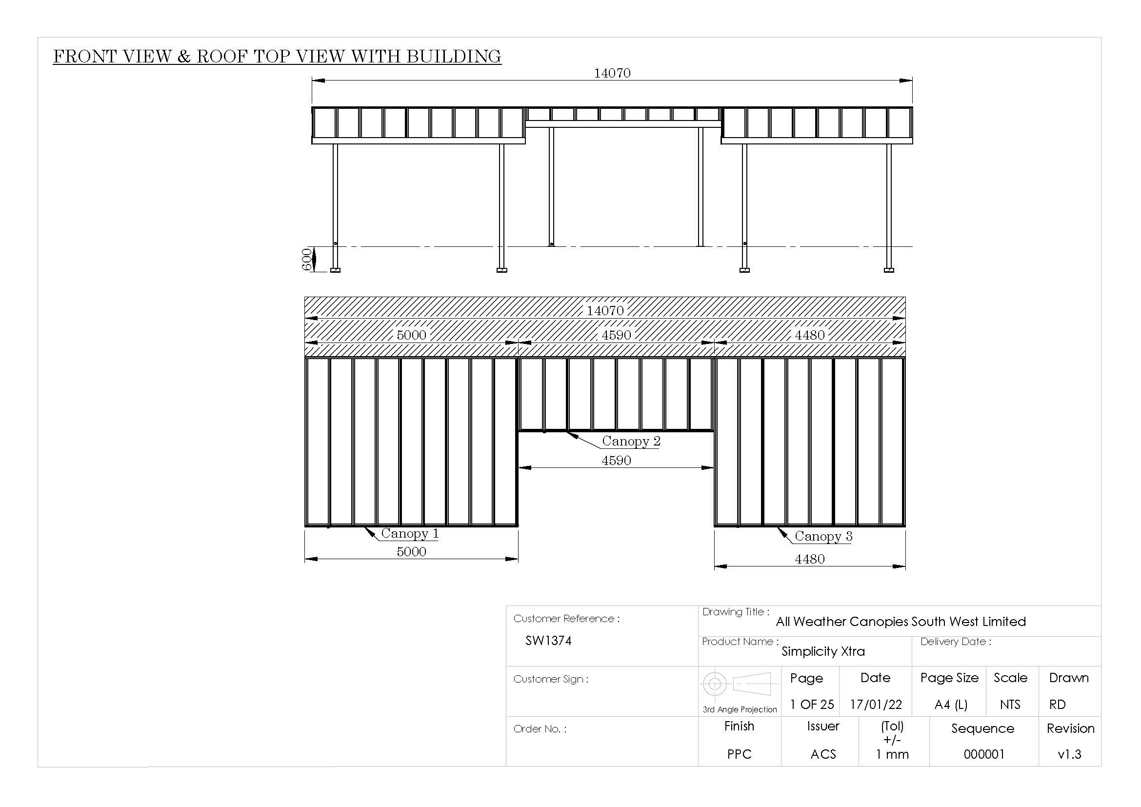 CAD Drawing for veranda in Perranporth, Cornwall