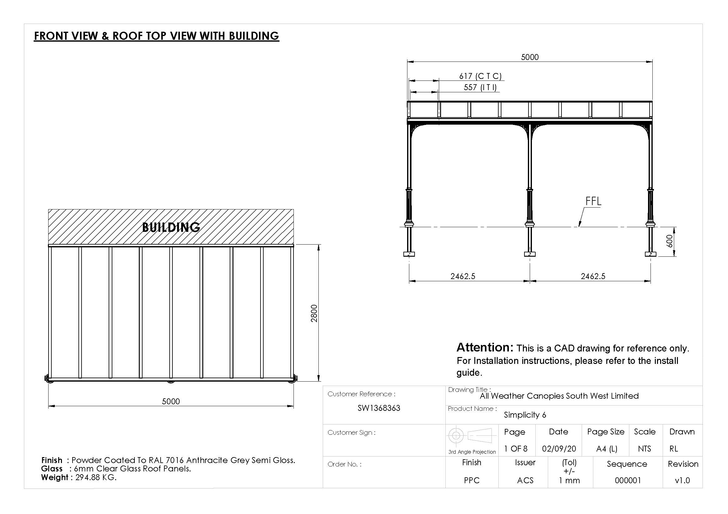 Drawing for a Veranda in Honiton, Devon by All Weather Canopies South West Ltd-2