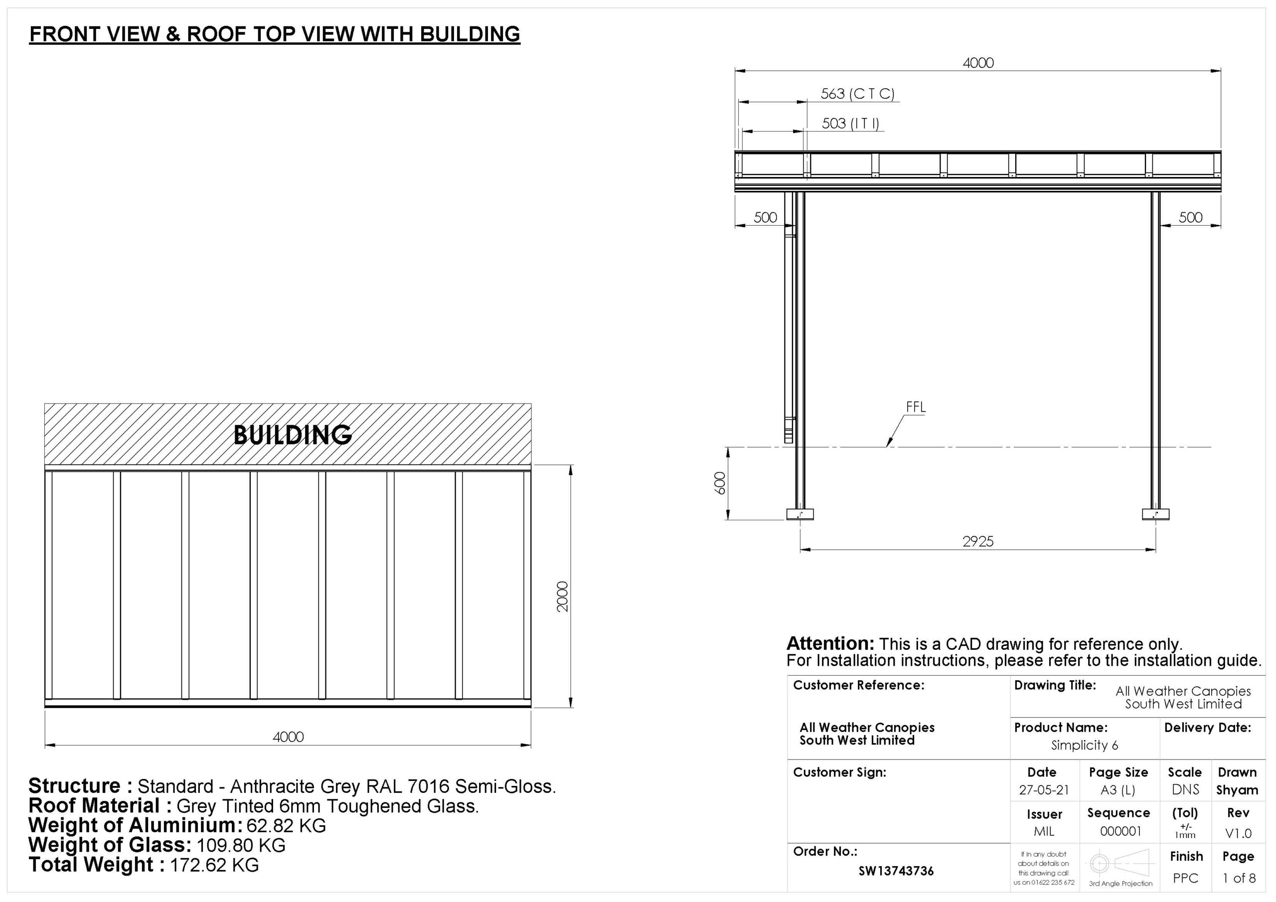 A sketch of a veranda in Tideford, Saltash, Cornwall designed by All Weather Canopies South West Limited.